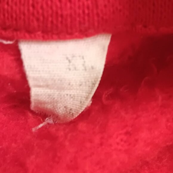 Vintage 70's XL Men's Sweatshirt Red Pullover Striped Shoulder Trim Quarter Zip - Picture 6 of 6